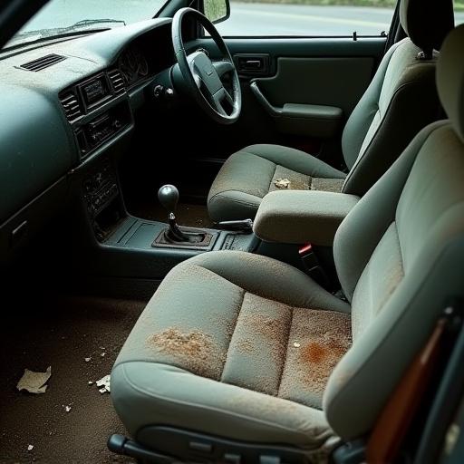 汚れた車内（清掃前）